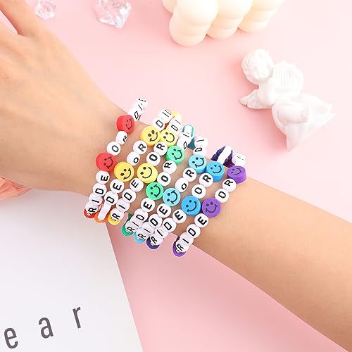 Rainbow Heishi Surfer Bracelets Set for Women Stackable Clay Beaded Bracelets Disc Stretch Preppy Bracelets Layering Colorful Friendship Bracelets Team Cheer Bulk Boho Summer Beach Jewelry Gift - style: ROD