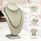 Novel Box Beige Linen Bust Stand Jewelry Necklace Display 6.5x4x10 Inches - Freestanding Travel Necklace Holder Stand - Necklace Mannequin Organizer Stands - Necklace Displays Medium - color: Beige Linen, size: Medium