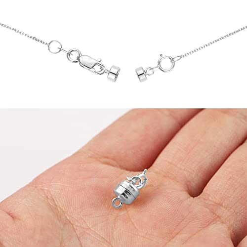 925 Sterling Silver Magnetic Jewelry Clasps Magnetic Necklace Clasps and Closures Sterling Silver Bracelet Necklace Extender - color: D-White Gold