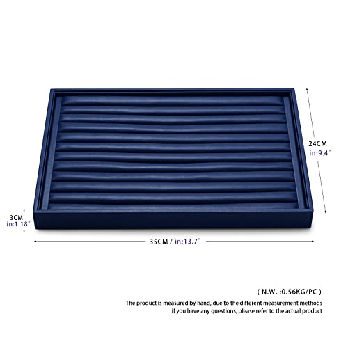 11 Slots PU Leather Jewelry Tray Ring Display Trays Earring Display Tray Ring Earrings Studs Tray Jewelry Organizer Showcase Display (Blue) - color: Blue, size: 11 Slot