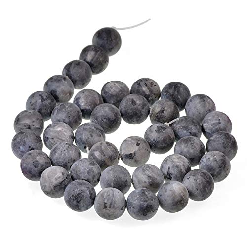 Natural Matte Gemstone Round Spacer Beads (4mm, Larvikite Labradorite) - color: Larvikite Labradorite, size: 4mm