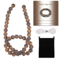Stone Beads, 45pcs Matte Classic Tiger Eye, 8mm Round Loose Beads for Jewelry Making, Bracelets, with Bag, String & Card - color: Matte Classic Tiger Eye, size: 8mm