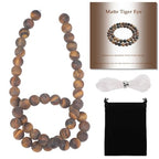 Stone Beads, 45pcs Matte Classic Tiger Eye, 8mm Round Loose Beads for Jewelry Making, Bracelets, with Bag, String & Card - color: Matte Classic Tiger Eye, size: 8mm