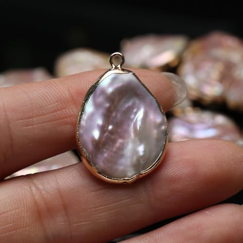 5 Pcs Natural Pearl Pendants Irregular Freshwater Pearl Pendant Charms for Jewelry Making Necklace Bracelet DIY Gift - color: purple