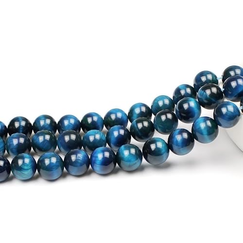 MJDCB Stone Beads 8mm 43pcs Round Sky Blue Tiger's Eye Loose Gemstone Bead Charms for Jewelry Making Bracelet Necklace Earring Pendant - color: Sky Blue Tiger's Eye, size: 8mm