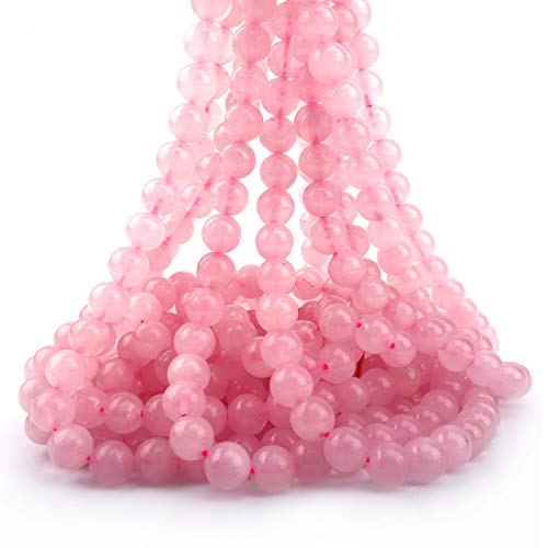 6mm Natural Rose Quartz Gemstone Round Loose Beads for Jewelry Making (63-65pcs) - color: Rose Quartz, size: 6mm