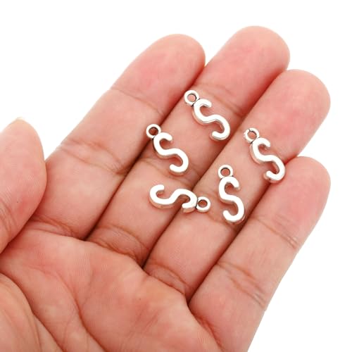 PATIKIL Letter Charm, 50pcs Alphabet Initial Pendant Charm Bulk DIY for Jewelry Making Bracelets Earrings Necklace - style: S