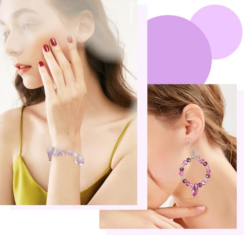 1000pcs Glass Beads for Jewelry Making Colorful Rainbow Craft Crystal Beads with Loose Beads Sparkly Beads for DIY Necklace Bracelet Earring(Purple) - color: Purple