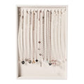 Pangkeep 14 Hooks Necklace Holder Organizer Tray,Beige Velvet Necklace Storage Jewelry Displays for Selling.