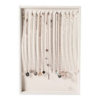 Pangkeep 14 Hooks Necklace Holder Organizer Tray,Beige Velvet Necklace Storage Jewelry Displays for Selling.