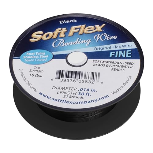 Soft Flex 21 Strand Beading Wire - Fine 0.14 Diameter - 30 Feet Design Wire - style: Black Nylon