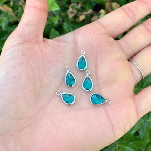 Adabele Grade A Birthstone Pendant Drop 11mm 14mm 16mm Sterling Silver Plated For Personalized Earrings Bracelet Necklace Anklet Pendant Keychain Craft Jewelry Making - color: December (blue), size: 14mm Long - 10pcs