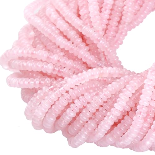 150PCS 2x4mm Natural Rose Quartz Rondelle Beads Abacus Disk Stone Beads Round Loose Spacer Gemstone Beads for DIY Bracelet Necklace Jewelry Making - color: Rose Quartz, size: 2x4mm Abacus Disk