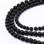 Frosted Black Glass Stone Beads for Jewelry Making Gemstone Round Crystal Bracelet Necklace 15.5inch 32PCS 12MM - color: Frosted Black Glass, size: 12MM