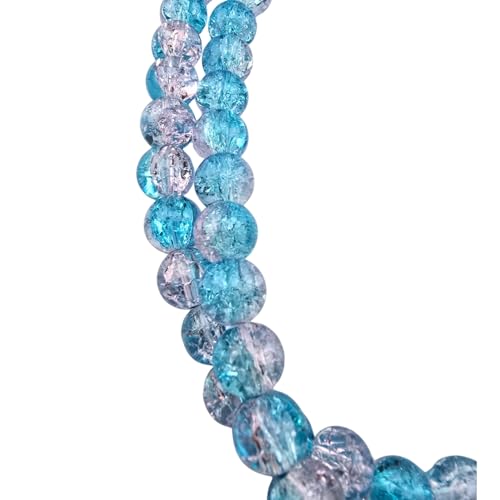 DandS ltd Crackle Lampwork Glass Beads for Jewelry Making, Crystal Blue, Vibrant DIY Bracelets, Necklaces, Beading Supplies & Craft Kits for Handmade Jewelry, 80pcs 0.39 inch (10mm), #J271-10 - color: Crystal-Blue