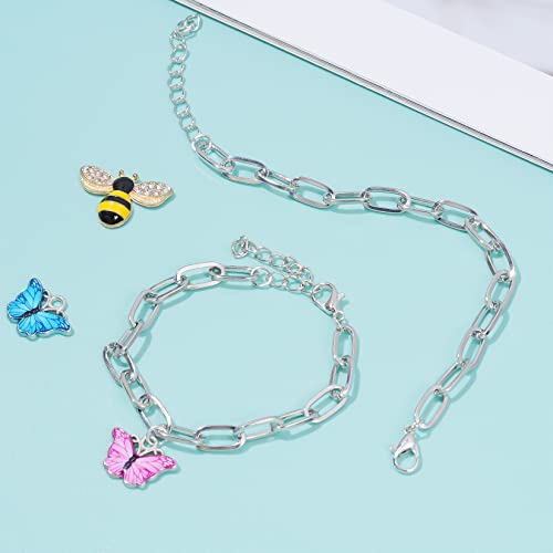 tiggell 20pcs Chain Bracelets Kit Alloy Link with Lobster Clasps for Christmas DIY Women Jewelry Findings Bracelet Making (Silver) - color: Silver
