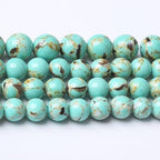 Gold Wire Turquoisee Stone Beads for Jewelry Making Gemstone Round Crystal Bracelet Necklace 1 Strand 15.5inch 31PCS 12MM - color: Gold Wire Turquoisee, size: 12MM