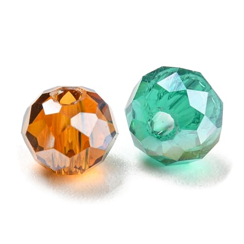 Stiesy 1008pcs/box Transparent Glass Faceted Rondelle Beads 5mm, 24 Colors AB Plated Crystal Glass Beads for Beading Bracelet Necklace Jewelry Making DIY Crafts - color: Rondelle-24 Color-1008Pcs/box