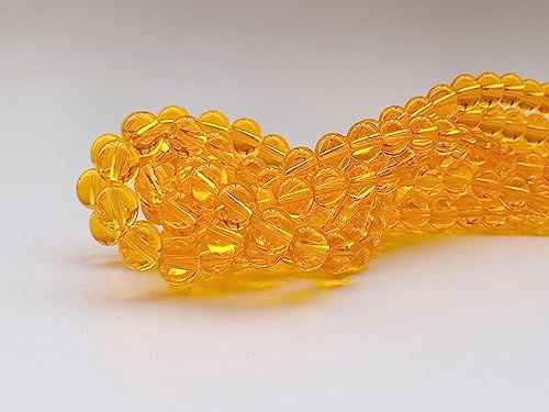 Glass Beads 6mm 140pcs Round Smooth Loose Beads for Bracelet Necklace Jewelry Making Craft DIY（6mm, 50603 Yellow） - color: Yellow, size: 6mm