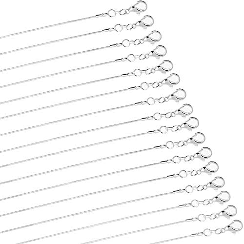 PAXCOO 30 Pack Bulk Necklace Chain Silver Plated Necklace Snake Chains for Jewelry Making, 1.2 mm (20 Inches) - size: 20 Inches