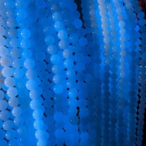 60pcs Blue Luminous Beads，6mm Glow in The Dark Natural Stone Round Loose Beads for Jewelry Making Earring Necklace DIY Crafts - color: Blue Luminous Light Glowing, size: 6mm 60beads