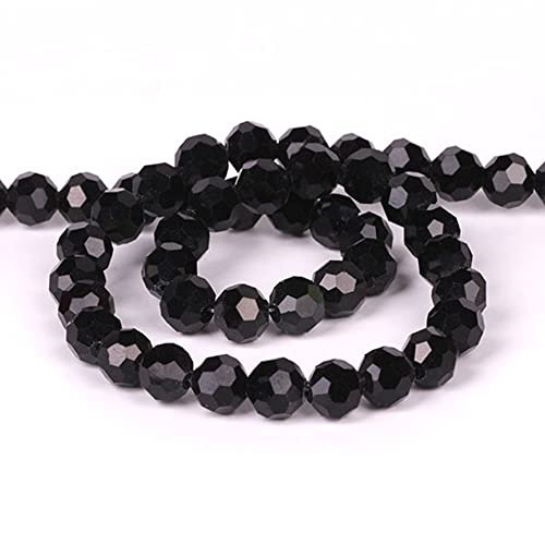 300PCS 4mm Jet Black Faceted Round Roundel Glass Beads for DIY Crafts - color: Jet Black, size: 4mm/300pcs