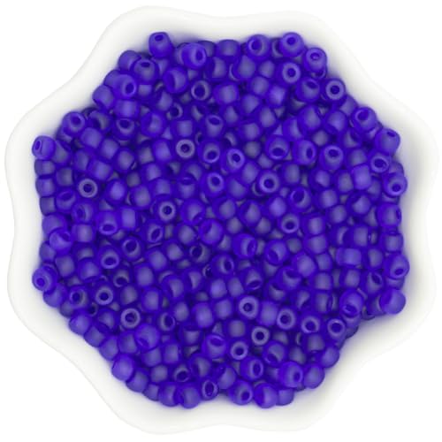 4mm Frosted Glass Beads Bulk, 500pcs Small Round Beads for Jewelry Making, 6/0 Colored Glass Seed Beads for Friendship Bracelet, Pendants, Key Chains, Necklaces, Hairpins(Dark Purple - color: Dark Purple, size: 4mm