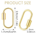 10pcs Screw Carabiner Lock Charms, Silver Necklace Lock Clip Keychain Clip Hook Metal Oval Keyring Holder Clasp for DIY Necklace Bracelets Jewelry Making, 2.5x1.5cm - color: Gold