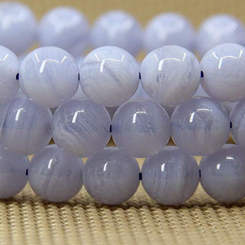Angelstones Handmade Natural Healing Gemstone 8mm Round Beads Stretch Crystal Bracelet 7 Inch Unisex - color: Blue Lace Agate