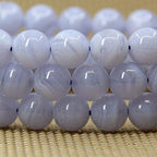 Angelstones Handmade Natural Healing Gemstone 8mm Round Beads Stretch Crystal Bracelet 7 Inch Unisex - color: Blue Lace Agate