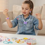 Princess Jewelry for Little Girls, Handmade Bow Pearl Kids Jewelry Set, Stretch Necklace Bracelets Rings and Clip on Earrings, Perfect for Dress Up, Birthday Parties, and Costume Play - color: Purple
