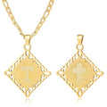 LETFLY Initial Necklaces for Women Men, 18K Gold Plated Letter Cross Pendant Necklace Alphabets A-Z Figaro Chain Jewelry Gifts - color: Rhombic, style: Letter T