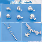 PH PandaHall 45pcs Sterling Silver Stop Beads - 3 Sizes, Slide Stopper, Locator Rings, Pendant, Brass Tube for Jewelry Making