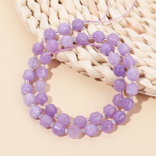 8mm Faceted Natural Amethyst Stone Loose Round Semi Gemstone Beads for Bracelet Necklace Jewelry DIY Making - color: Amethyst-1