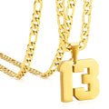 Personalized Jersey Number Necklaces for Mens,Athletes Stainless Steel Sport Number Pendant Chain for Mens Baseball/Basketball/Football Team Inspiration Jewelry with Gifts - color: Gold, style: 13 Gold