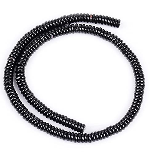 GEM-Inside 2x6mm Natural Polished Black Agate Stone Heishi Disc Rondelle Spacer Beads for Jewelry Making Full 15" Strand Energy Stone Healing Power Crystal - color: Black Agate