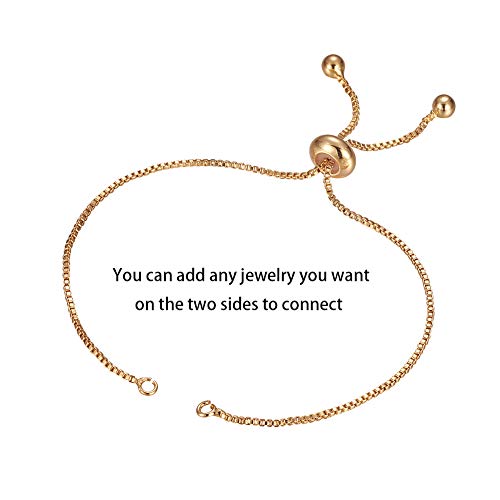 DanLingJewelry 10pcs Adjustable Slider Bracelet Slider Extender Chains Friendship Bracelets with Round Charms for Jewelry Making DIY 9 Inches(240mm) G - color: StyleⅫIII-10 pcs-Golden