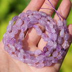 Natural Stone Beads 6-8mm Lilac Amethyst Oval Irregular Freeform Tumbled Loose Gemstone Beads for Jewelry Making 15 Inch Strand 50-55 Pcs - color: Lilac Amethyst -1 strand15”-approx. 55 beads