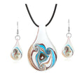 Glass Water Drop Shape Glaze Spiral Dangle Earrings Lampwork Handmade Glass Bead Geometric Earrings for Women Jewelry - color: Set 2