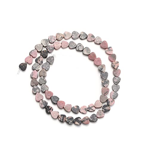 6mm Natural Rhodonite Stone Beads Heart Shape Cute Fine Gems Spacer Beads Fit Jewelry Making DIY Exquisite Necklace Bracelet Accessory - color: Rhodonite