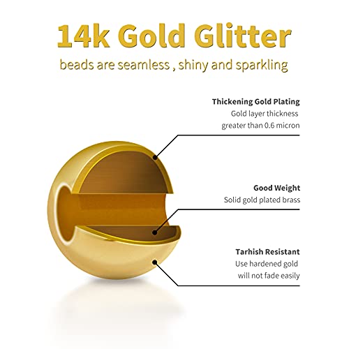 100pcs 5mm 14K Gold Plated Beads, Long-Lasting Round Smooth Spacer Beads, Seamless spacer Ball Gold for Necklace, Bracelet, Earring,Jewelry Making,tarnish resistant. - size: 5mm-100pcs