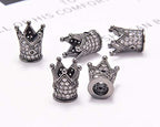 AD Beads Zircon Pave Rhinestones Crown Big Hole Bracelet Connector Spacer Beads (10 Pcs Clear on Gunmetal Crown (9x12mm)) - color: 10 Pcs Clear on Gunmetal Crown (9x12mm)