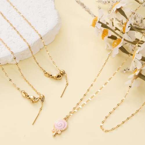 Crisjanggo 10 Pcs Gold Plated Necklace Bulk 20 Inch Adjustable Stainless Steel Lip Chain for Jewelry Making with Adjust Clasp for Women - color: Gold Lip