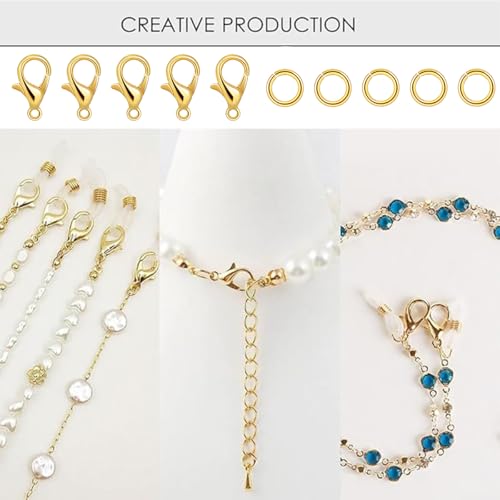 32.8 Feet Necklace Chain Width 3 mm Twisted Chain for DIY Jewelry Making，Necklace Chains Set with 30Pcs Lobster Clasps 60Pcs Jump Rings