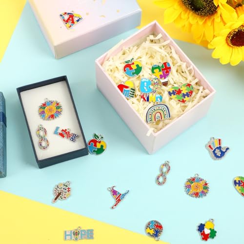 SANNIX 110Pcs Autism Awareness Charms, 55 Pairs Enamel Autism Awareness Jewelry Charms for Bracelets Earrings Necklace DIY Crafts Keychains Making - style: Autism Charms