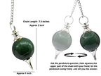 Amazing Gemstone Green Aventurine Crystal Ball Pendulum for Divination - Dowsing Pendulum Necklace with Chain and Quartz Bead for Reiki Healing and Crystal Grid Meditation - color: Green Aventurine
