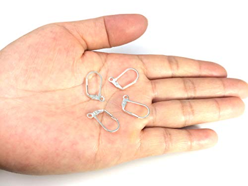 Adabele 20pcs Hypoallergenic Earring Hooks Leverback Ear Wire 19mm Long Sterling Silver Plated Brass for DIY Craft Earrings Jewelry Making CF195-1 - color: Silver/design #2, size: 19mm (20pcs)
