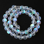 60pcs 6mm Natural White Mystic Aura Quartz Beads Frosted Matte Moonstone Round Loose Beads For Jewelry Making DIY Bracelet Necklace 15" - color: Matte Moonstone Crystal Glass, size: 6mm