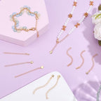 Beebeecraft 1 Box 20Pcs 4Styles Golden Necklace Extenders 18K Gold Plated Star Heart Chain Extenders for Jewelry Making Charm Ends Tail Extension Curb Chain Necklaces Bracelets DIY Crafts Supplies - color: Gold-mix