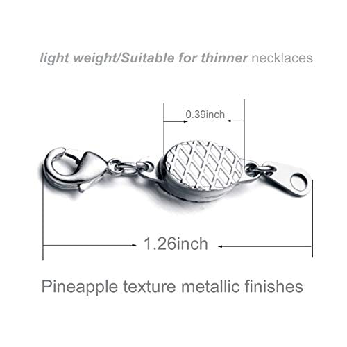 Built-in Safety Locking Magnetic Jewelry Clasp for Necklace and Bracelet Light Small Extender Lobster Clasps Pineapple Texture Metallic Finishes Glod and Silver - color: Pineapple Gold and Silver